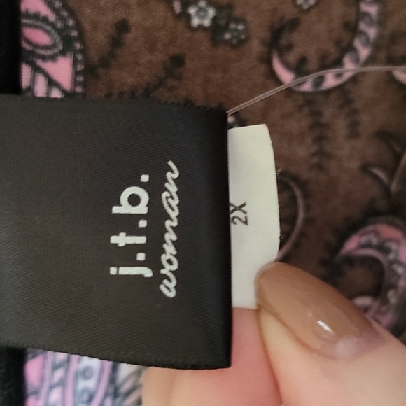 J.T.B NWT Hippie Boho Summer paisley lace trim tank Dark Roast Brown 2X - Picture 2 of 6